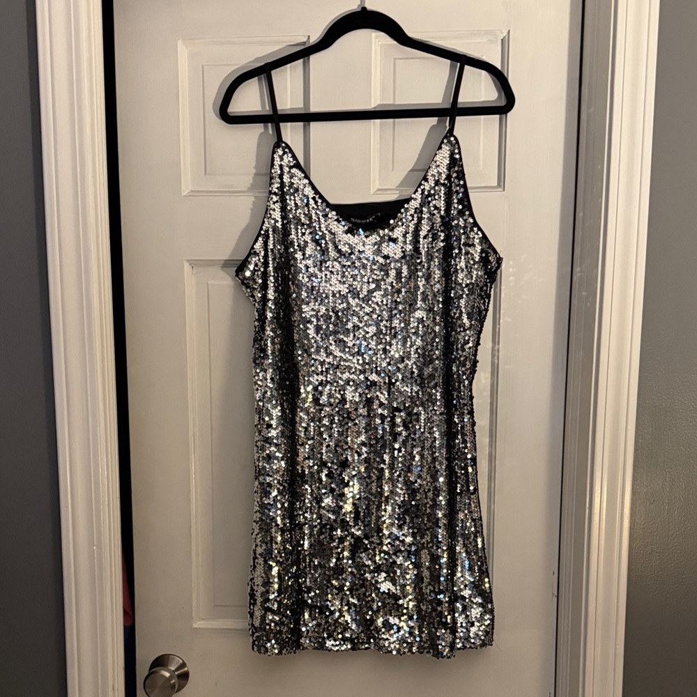 Allegra K Silver Sequin Mini Dress